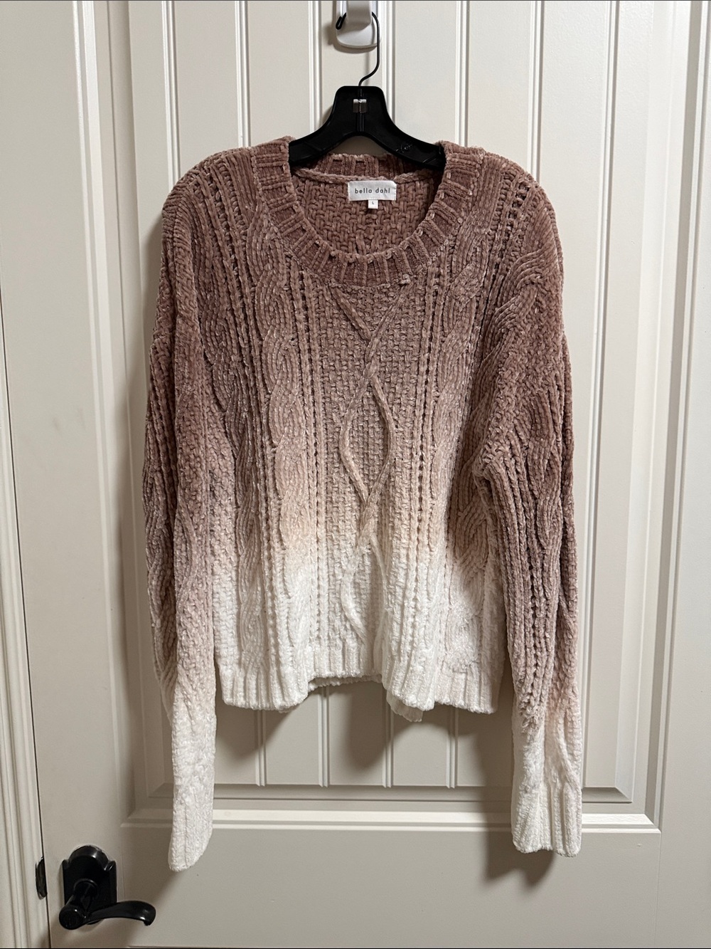 Bella Dahl Mauve-to-Cream Ombre Chenille Cable Knit Sweater